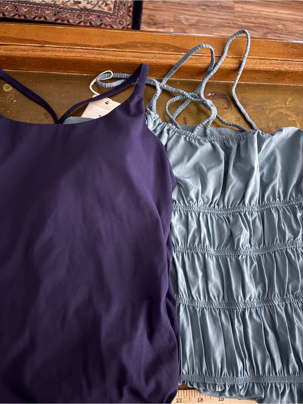 Lot Of 2 HALARA Dresses Size M Navy Softlyzero Active Dusty Blue Smocked Midi